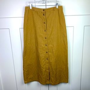 Eddie Bauer Vintage Size 12  button front corduroy skirt Midi Tan